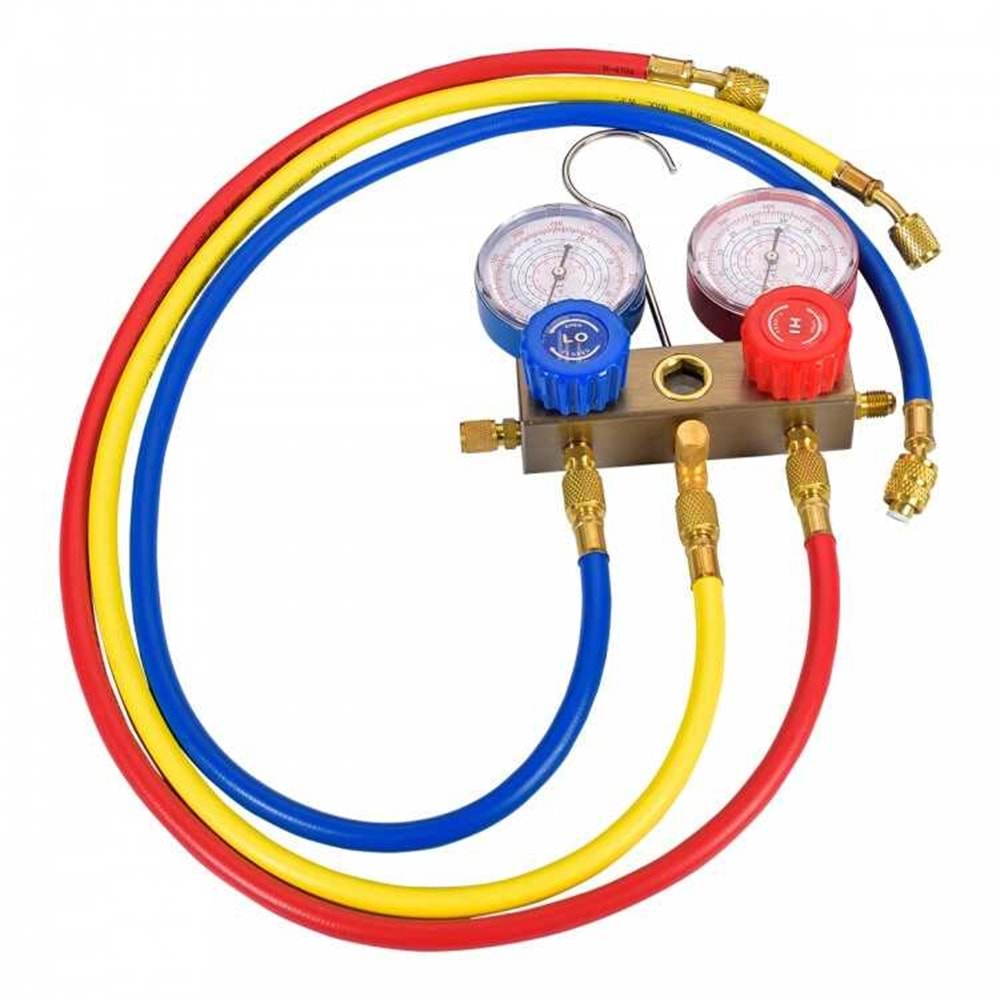İkili Gaz Verme Manifoldu R22 R134 R404 R410 - Hortum Takımı